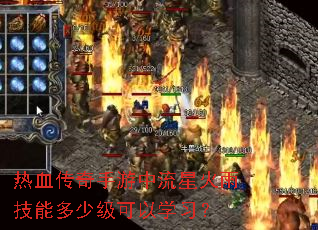 热血传奇手游中流星火雨技能多少级可以学习? 热血传奇手游中流星火雨技能多少级可以学习?