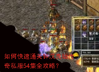 如何快速通关钟汉良版传奇私服54集全攻略? 如何快速通关钟汉良版传奇私服54集全攻略?