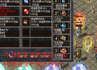 今日新开传奇网站,如何快速提升角色等级? 今日新开传奇网站,如何快速提升角色等级?