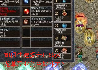 如何快速提升1.80火龙单职业角色战斗力? 如何快速提升1.80火龙单职业角色战斗力?