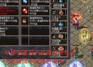 如何快速提升热血传奇私服手机版国际服角色战力? 如何快速提升热血传奇私服手机版国际服角色战力?