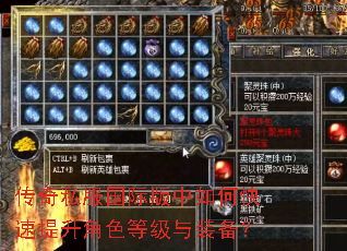 传奇私服国际版中如何快速提升角色等级与装备? 传奇私服国际版中如何快速提升角色等级与装备?