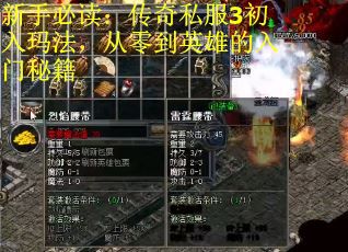 新手必读：传奇私服3初入玛法，从零到英雄的入门秘籍