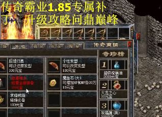 传奇霸业1.85专属补丁，升级攻略问鼎巅峰
